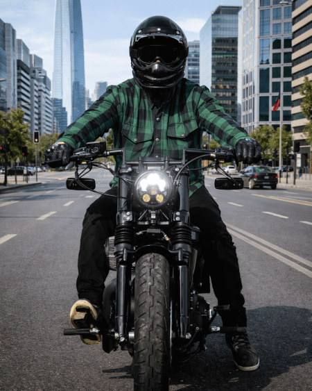 Texas Flannel Rider Green | Camisa de moto con protecciones CE